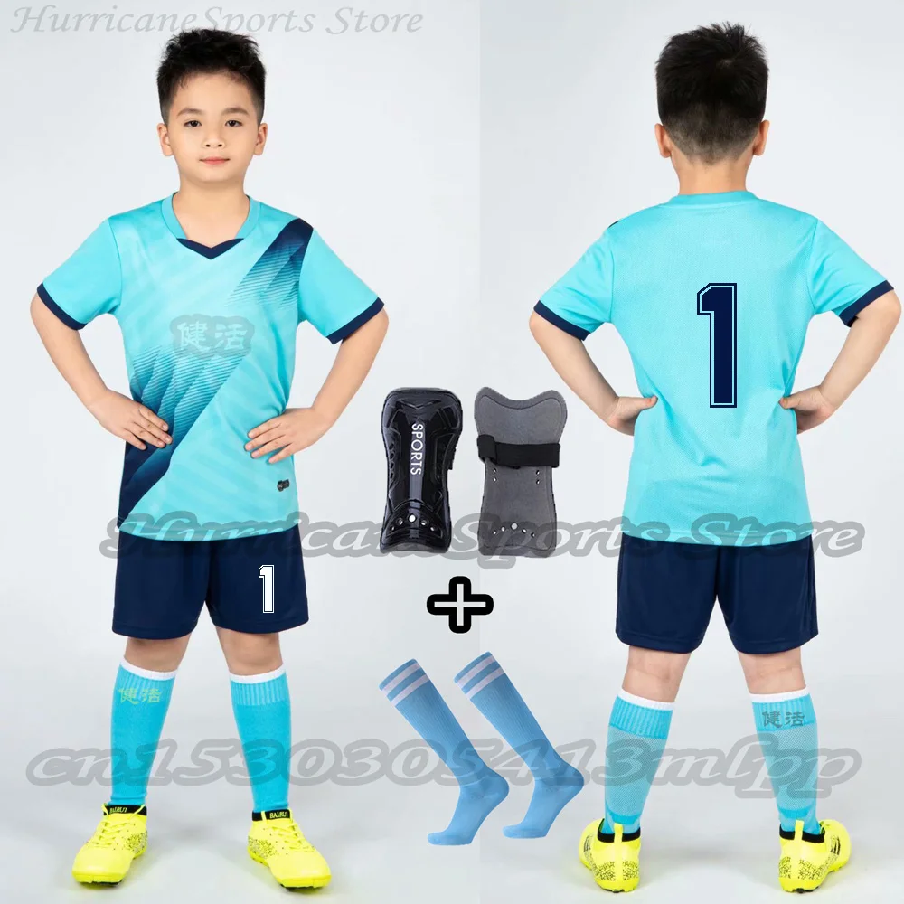 Free Custom Name+Number!23 Boys Football Jersey Sets Child Soccer Sports Uniforms Kids  Sportswear Kits children's football suit images - 6