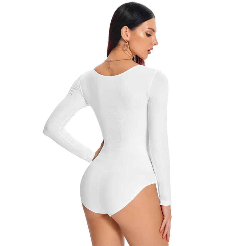 Women Long Sleeve U Neck Shaperwear Thermal Underwear Bodysuit Body Tops Party Casual Bodycon Romper Body Suit Jumper 2022