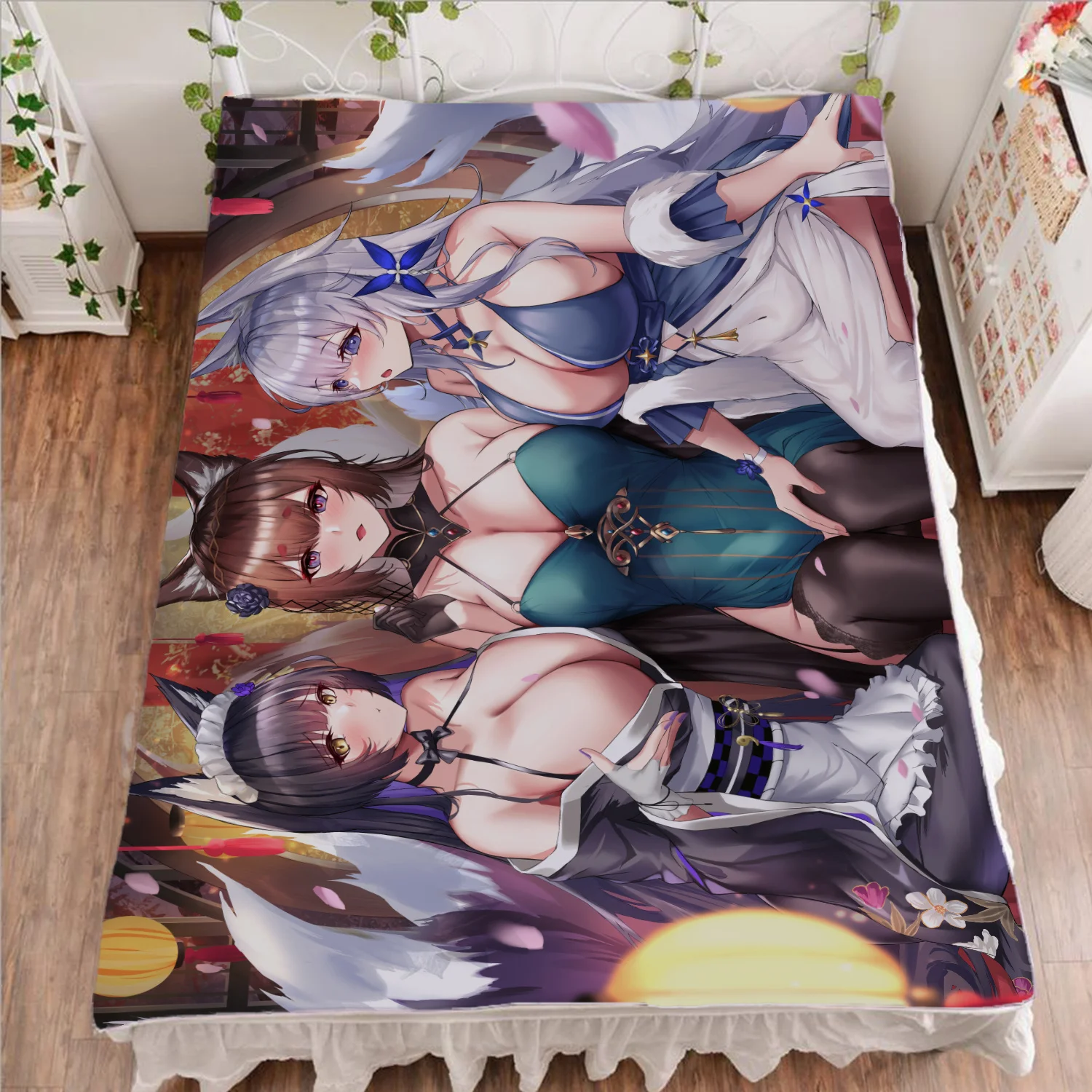 150x200 см аниме Мусаси простыня животное лисьи уши персонажи пододеяльник Bilan на