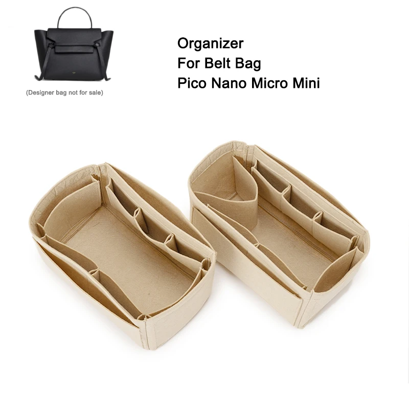 Custom Size Purse Organizer Insert,Felt Bag Liner With Phone Pocket,Handbag Tote Shaper,For Celinee Belt Nano Micro Mini,2 Style images - 2
