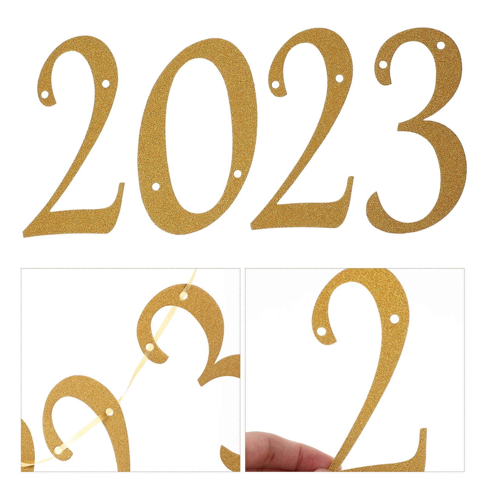 

10Pcs Festive 2023 Banners New Year Paper Banners New Year Eve Hanging Decorations