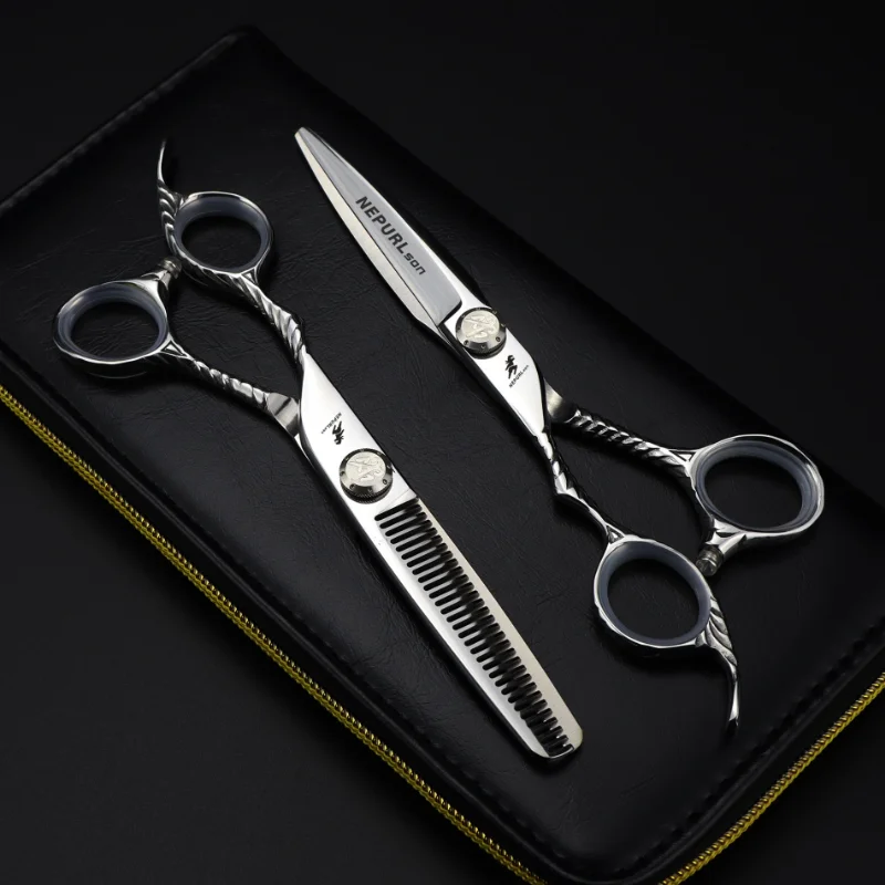 

Professional Japan 440c Left Handed 6 '' Dimash Hair Scissors Haircut Thinning Barber Makas Cutting Shears Hairdresser Scissors
