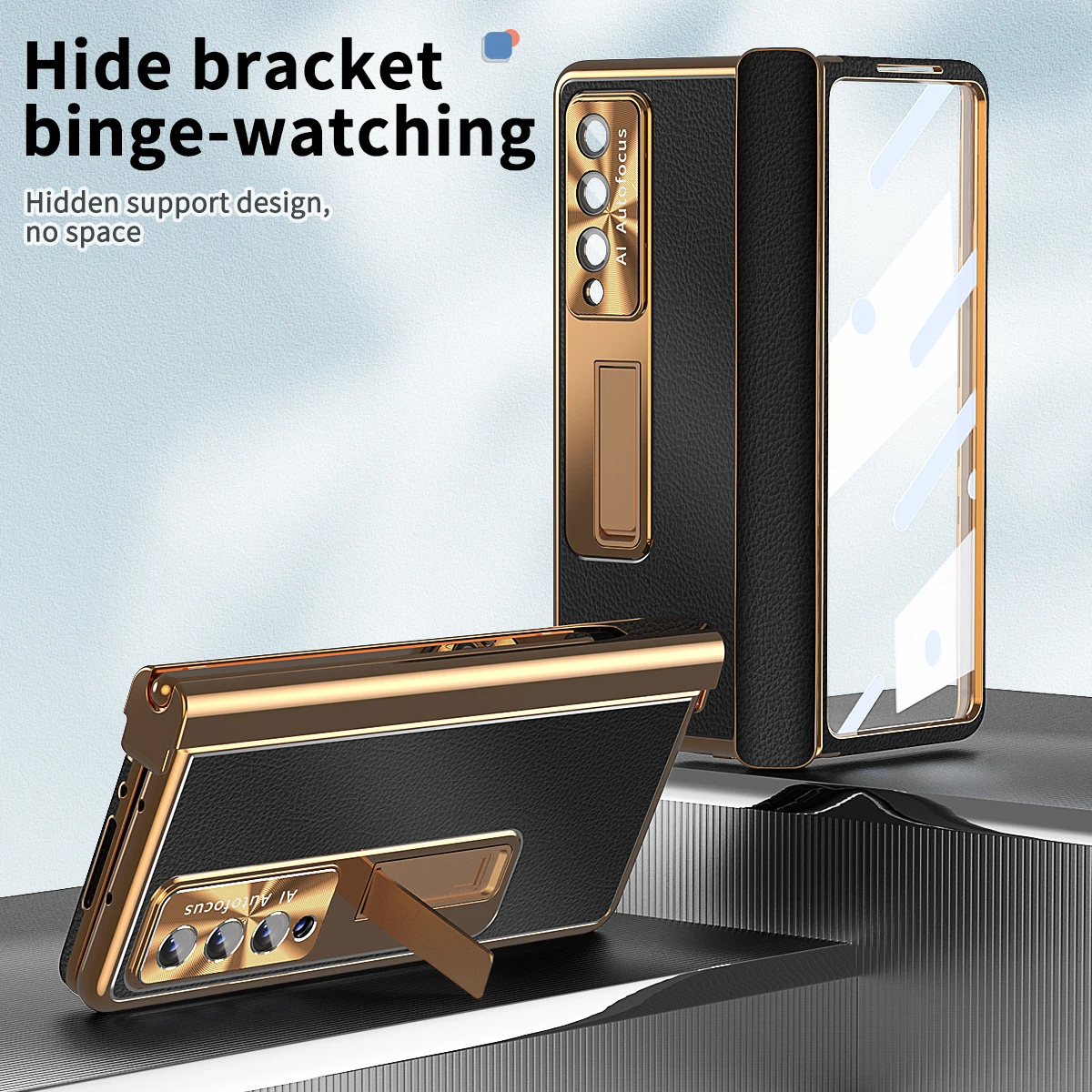 With S Pen Plating Magnetic Leather Case For Samsung Galaxy Z Fold 4 5G Kickstand 360 Full Screen Protector Phone Cover Z Fold 3
