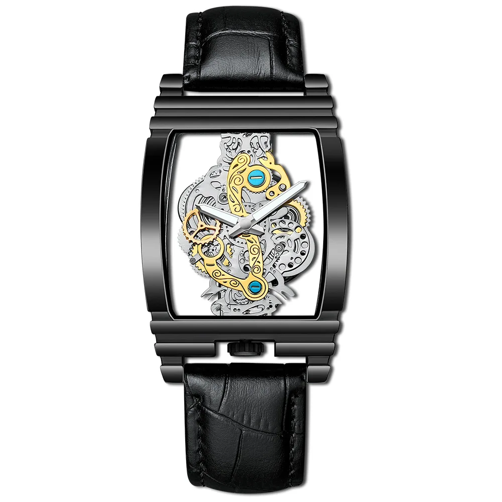 

BINBOND Rectangle Dial Leather Strap Watch for Men Casual black chronograph quartz watches Man Wristwatch montre reloj часы мужс
