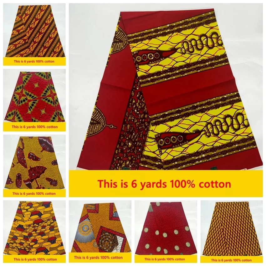 

Latest African Wax Prints Fabric High Quality Nigerian Ankara Sewing Original Real Tissus Batik 100% Cotton Materials 6 Yards