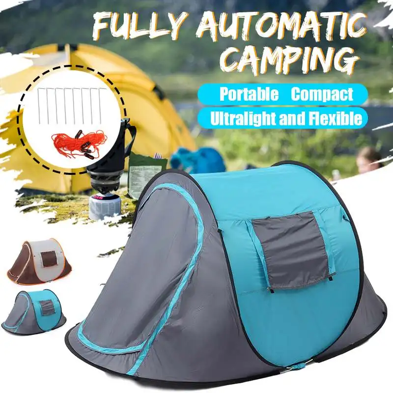 

220x120x95CM Automatic Outdoor Pops Up Tent 2-3 people Family Camping Outdoor Rainproof Self-driving Beach Speed-opening Tent