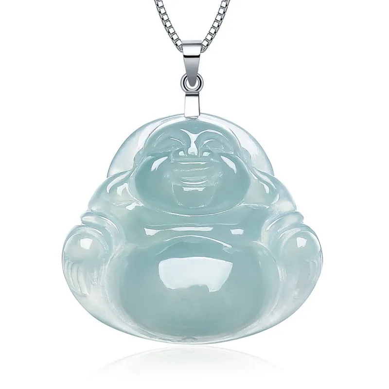 Натуральный полностью зеленый Подвеска Будды из нефрита и ледяного с