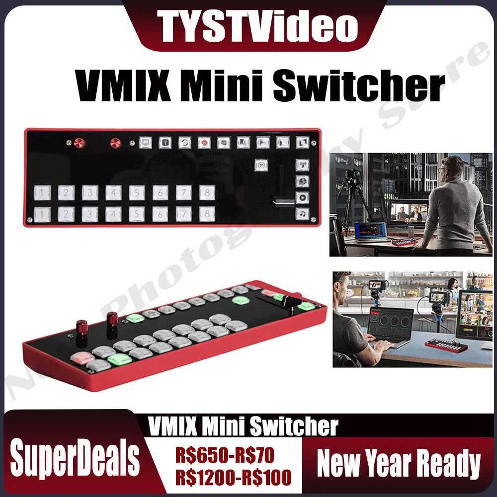

TYST Vmix Mini Switcher Control Panel MIDI2.0 Video Recording Switchboard Type C interface for Vmix OBS New Media Live Youtube