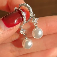 caoshi graceful drop earrings for women simulated pearl pendant accessories for wedding ceremony delicate design jewelry gift