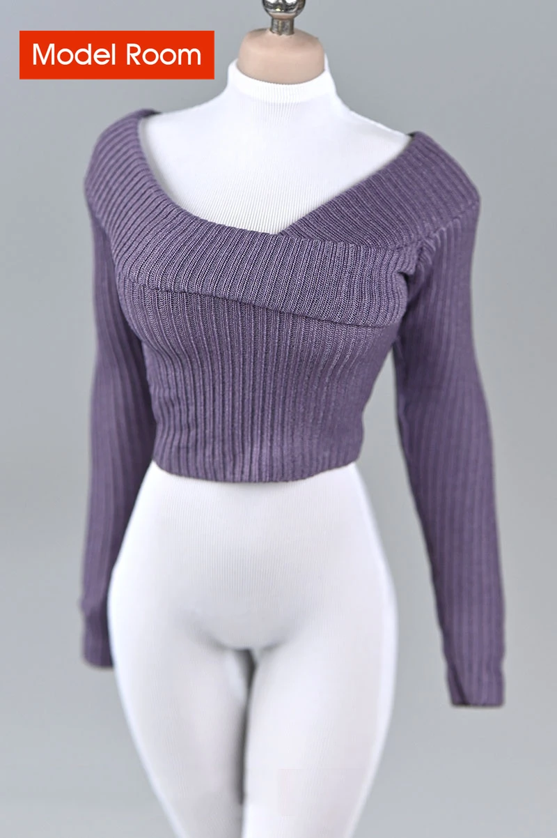 1/6 Scale Female Thick Stripe Wide-Necked Sweater Soldier Tops Clothes Model Fit 12'' PH TBL Action Figure Body Dolls images - 6