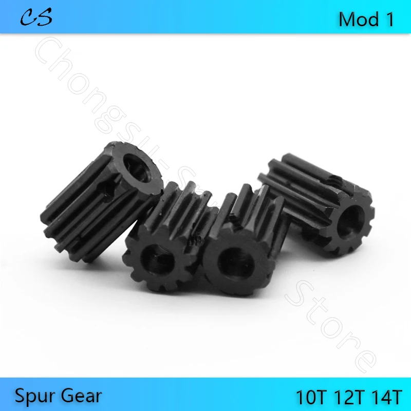 Mod 1 Pinion Gears 10T 12T 14T Bore 4 5 6 6.35 7mm 45# Steel Spur Gear Transmission Accessories Motor Parts