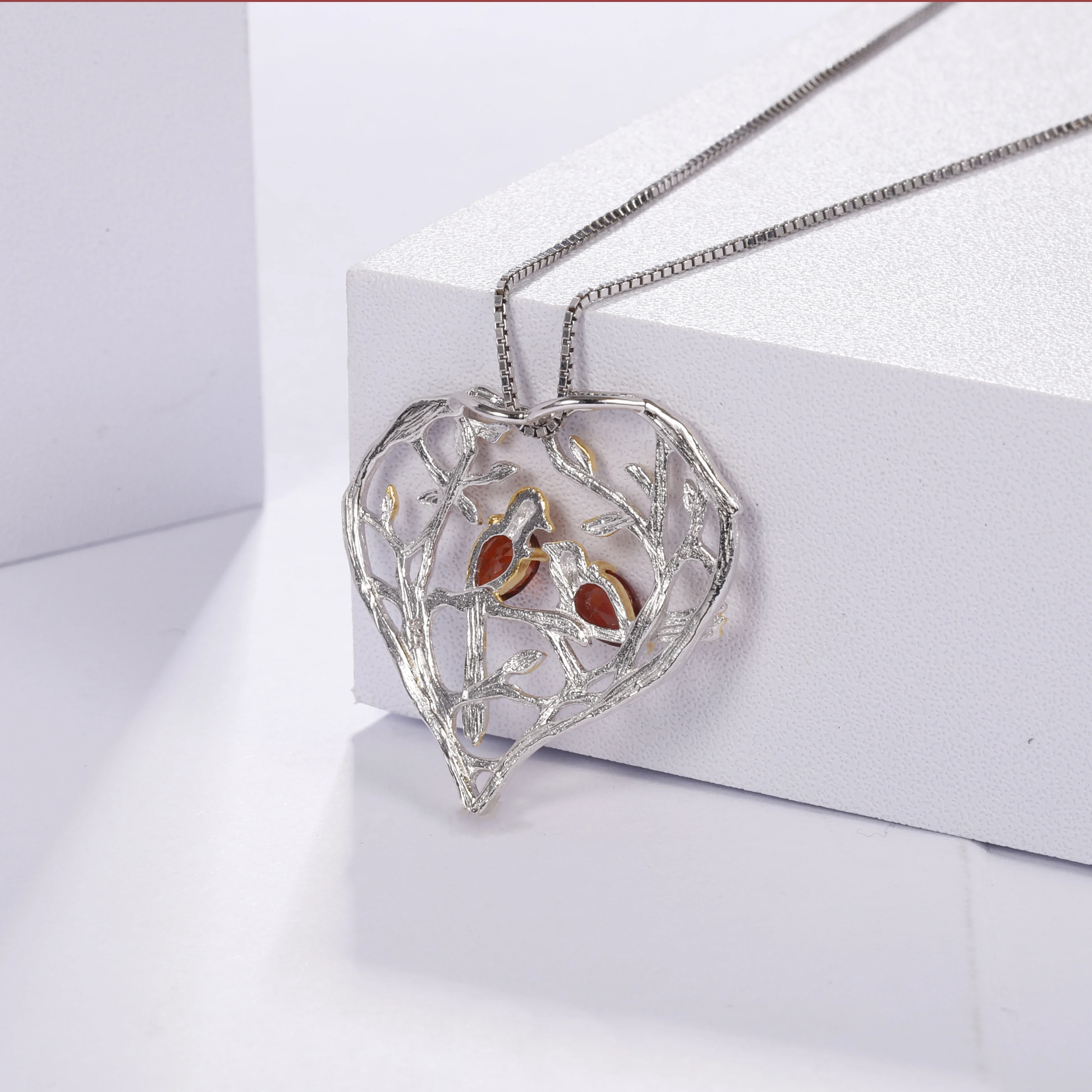 Женское ожерелье из серебра 925 пробы с натуральным голубым топазом