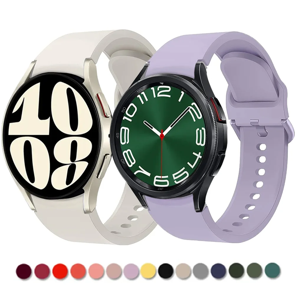 

Ремешок силиконовый для Samsung Galaxy Watch 6/4/5/Pro, классический браслет без зазоров для Galaxy Watch 6, 45 мм, 44 мм, 40 мм, 47 мм, 43 мм