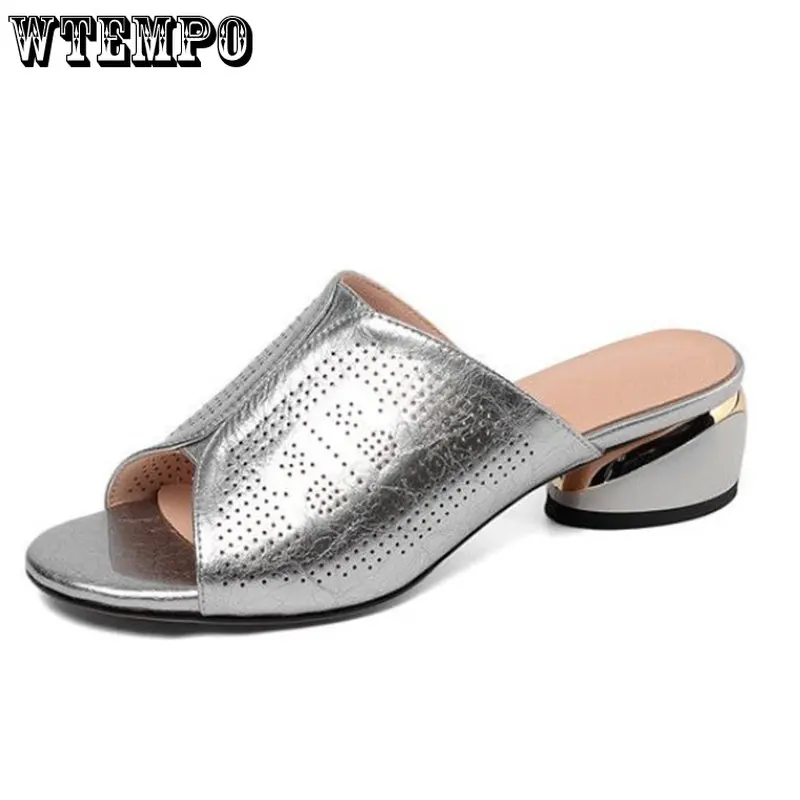 

WTEMPO Slippers Female Summer High-heeled Sandals and Slippers Fashion Slides Outdoor Large Size Women Shoes Dropshipping