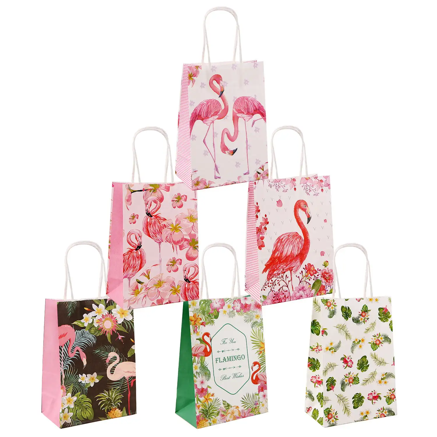

12pcs Flamingo Gift Bag Pink Flamingo Birthday Party Favor Gift Bags Tropical Decorations for Birthday Wedding Party Supplies