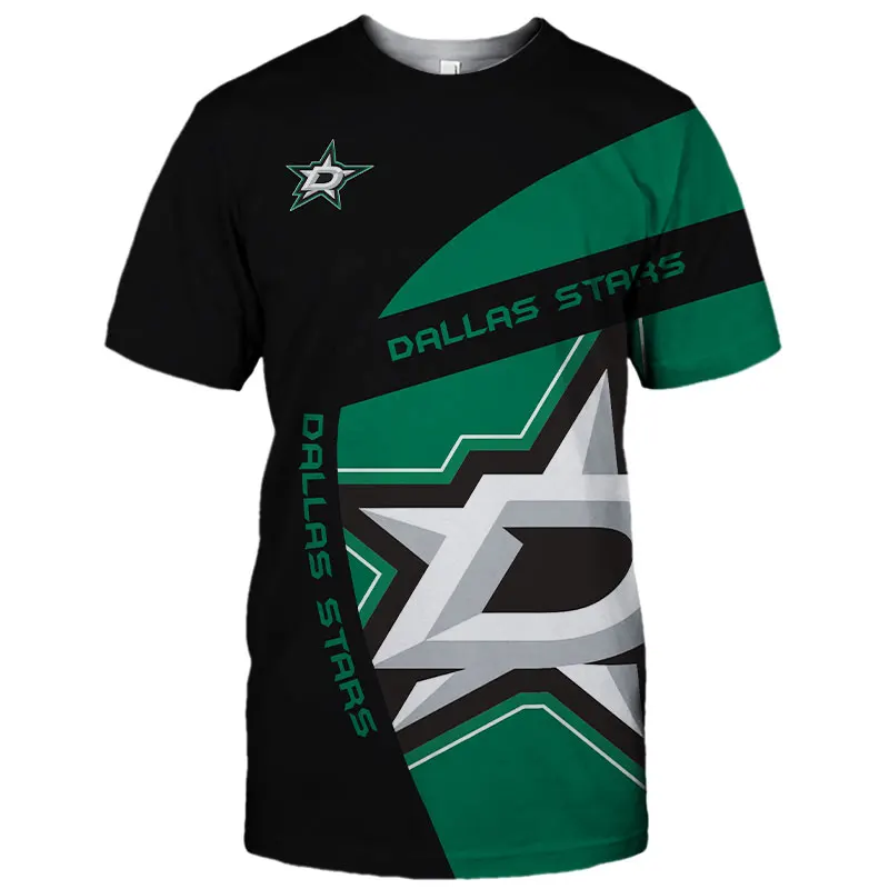 

Summer Casual Tops Dallas black green stitching abstract star print Stars T-shirts