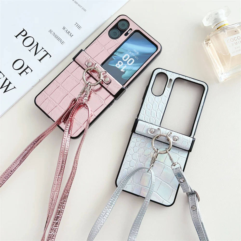 

Роскошный блестящий складной чехол-книжка с рисунком аллигатора для OPPO Find N2