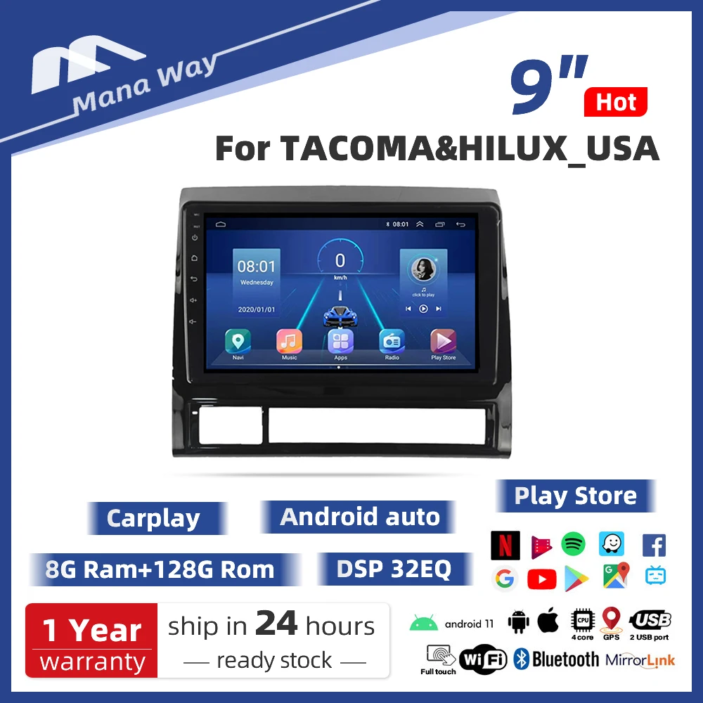 Автомагнитола 2DIN 9 дюймов Android для TOYOTA TACOMA и HILUX USA 2005-2014 DSP CarPlay Мультимедийный