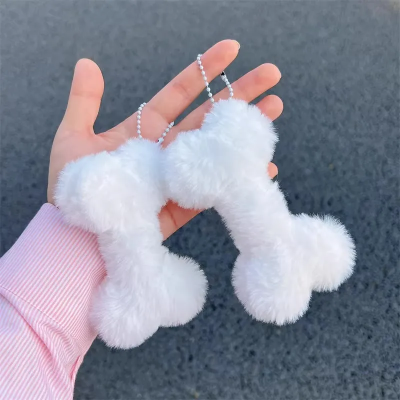 

Comfort Plush Stuffed Dog Bone Keychain Creative Cartoon Kawaii Couple Chubby Soft Pendant Key Rings Cute Costume Accessories