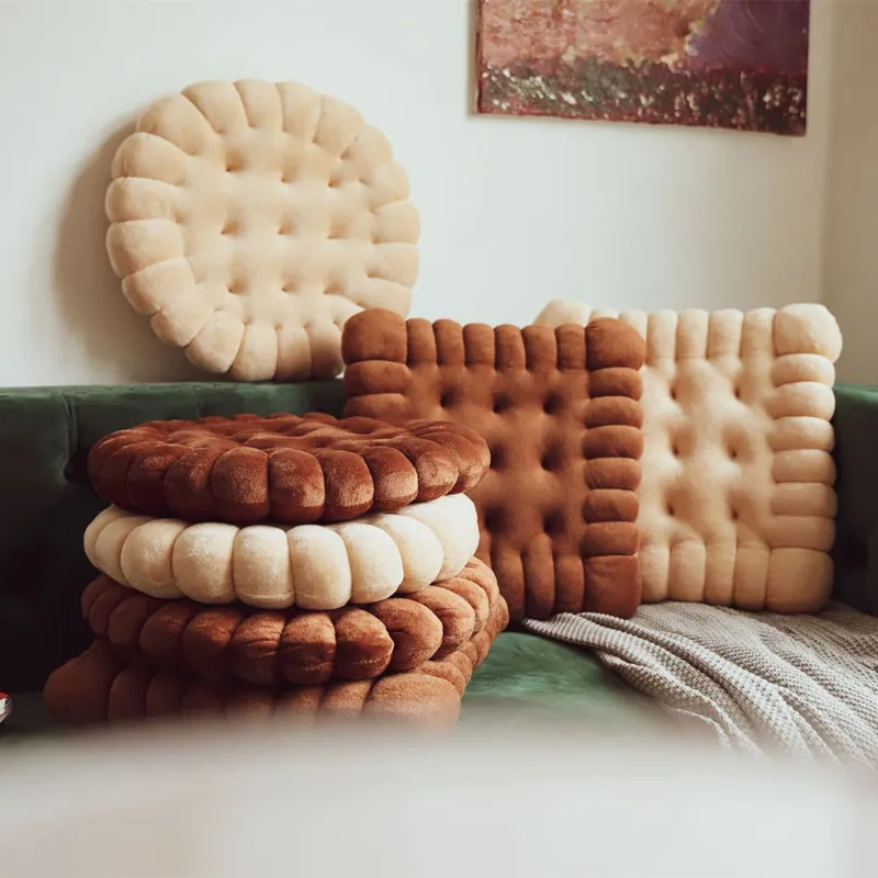 

Japanese Style Biscuit Cushion Tatami Floor Mat Plush Cookie Decorative Pillow Chair Seat Pad For Bedroom Office Sofa Home Decor
