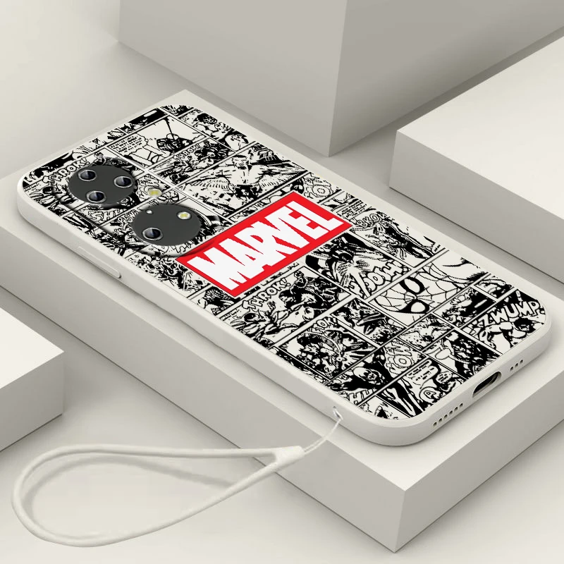 

Avengers Marvel Logo Comics Phone Case For Huawei P50 P40 P30 P20 Pro Lite E Nova Y70 5T 9 Y9S Y9A Y9 Y6 5G Liquid Rope Cover