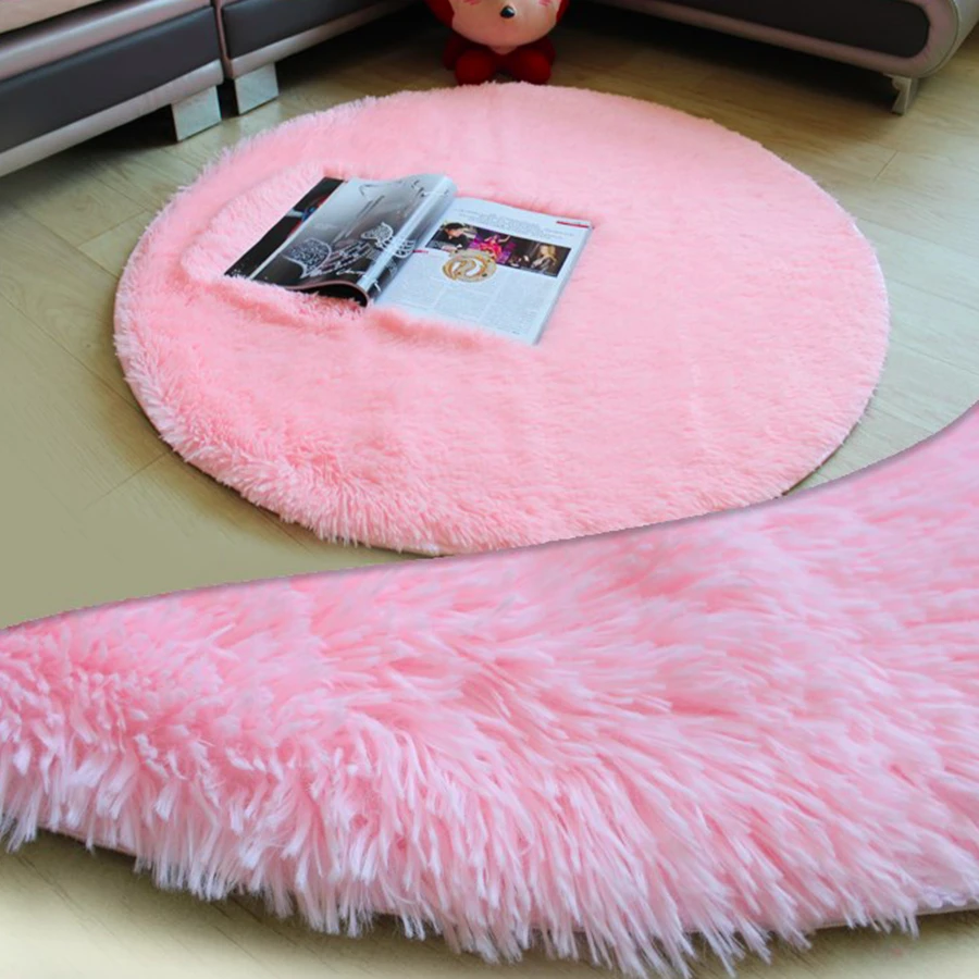 

Fluffy Round Rug silky Carpets for Living Room Decor Faux Fur Rugs Bedroom Kids Room Long Plush Rugs Shaggy Area Rug Modern Rugs