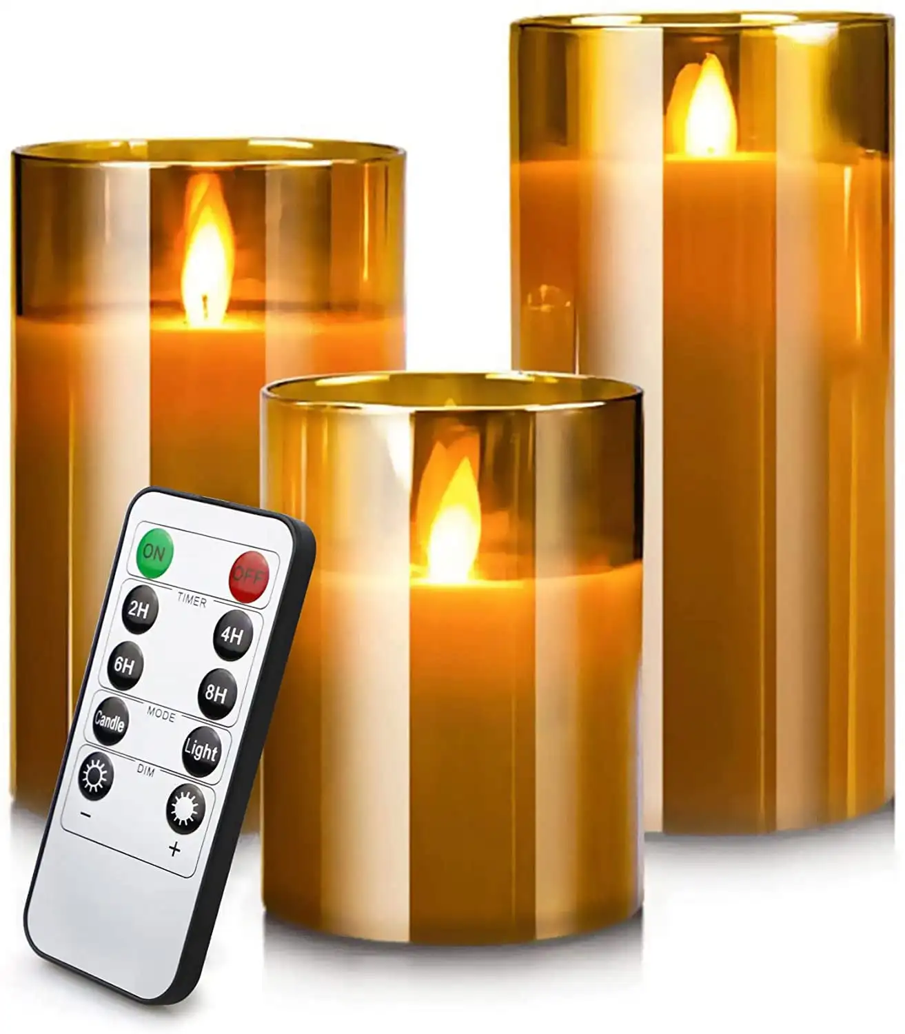 

Free Shipping Flameless Candles Flickering with Remote 3 Pack Candles Battery Operated with Timer Plexiglass LED Candles for Ho