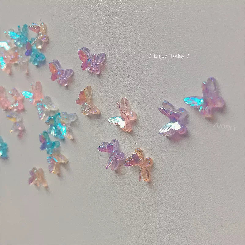 

2022New Aurora Glitter 3D Colorful Butterfly Nails Jewelry DIY Resin Manicure Decals Nail Art Decorations Accessories 2021 New