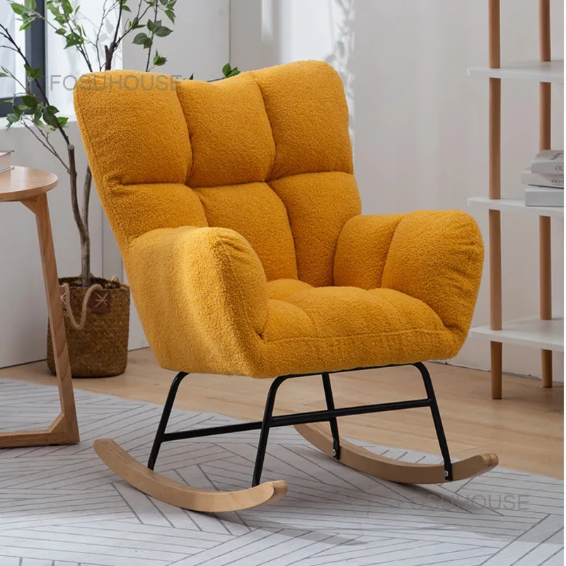 

Mobile Salon Rocking Chair Household Living Room Chairs Home Furniture Bedroom Single Lamb Cashmere Sillon Home Furniture FY25YH