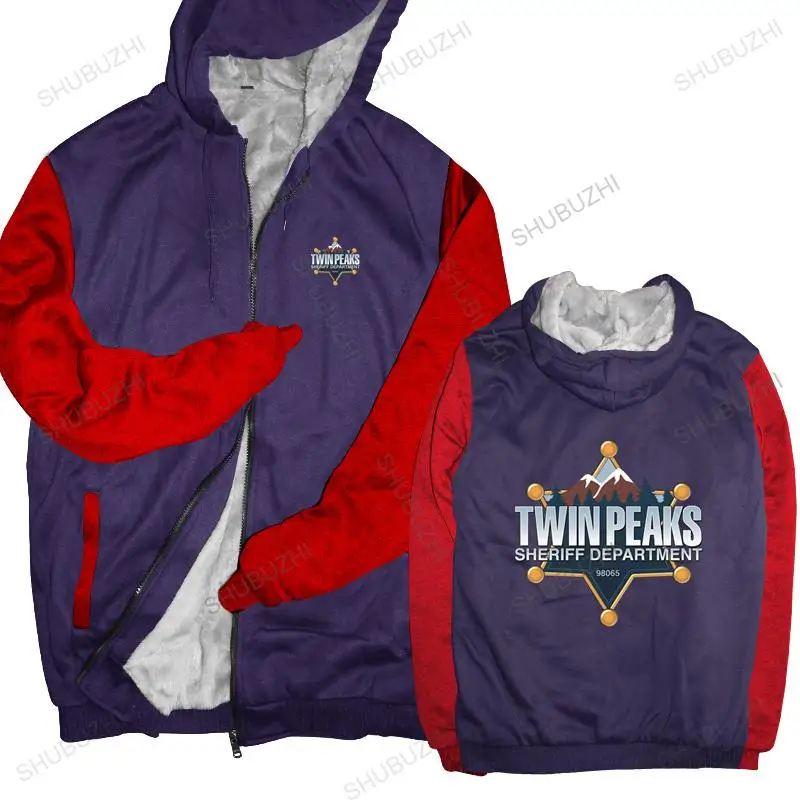 

Man black zipper thick hoodies Twin Peaks Sheriff Department unisex Outwear men sweatshirt zipper