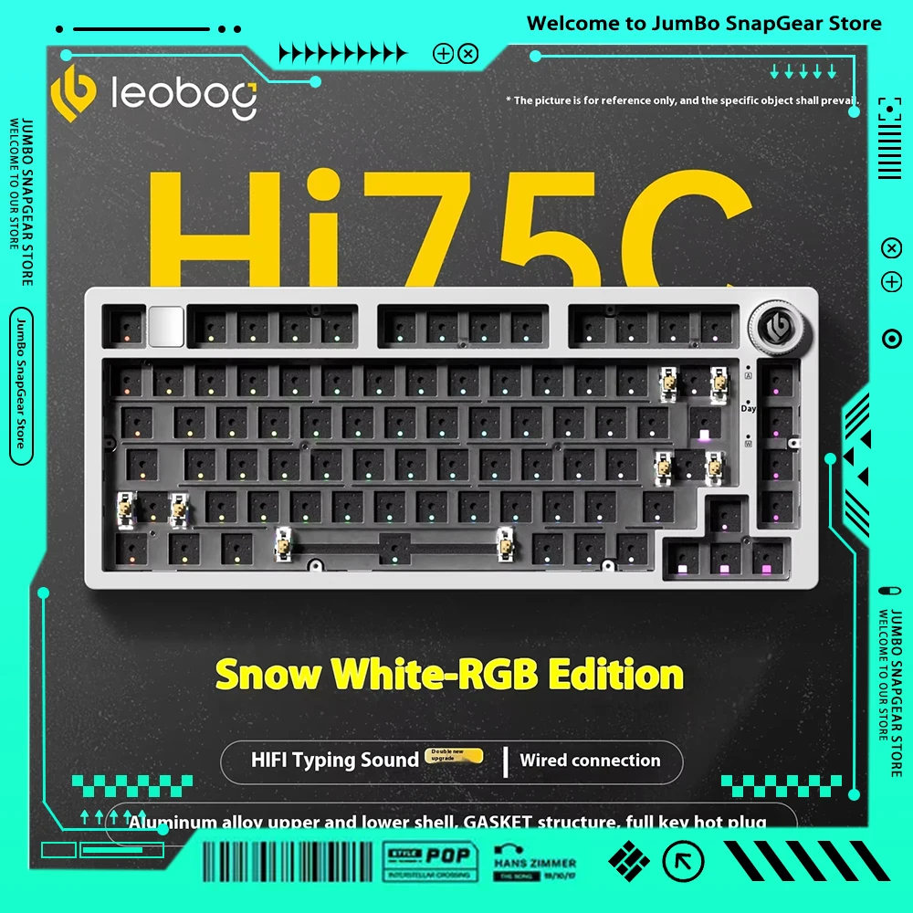 Фото Механическая клавиатура LEOBOG Hi75C RGB, 3 режима подключения/проводная, с креплением Gasket, для геймеров, из алюминиевого сплава, с возможностью горячей замены переключателей, кастомизируемая игровая клавиатура №2