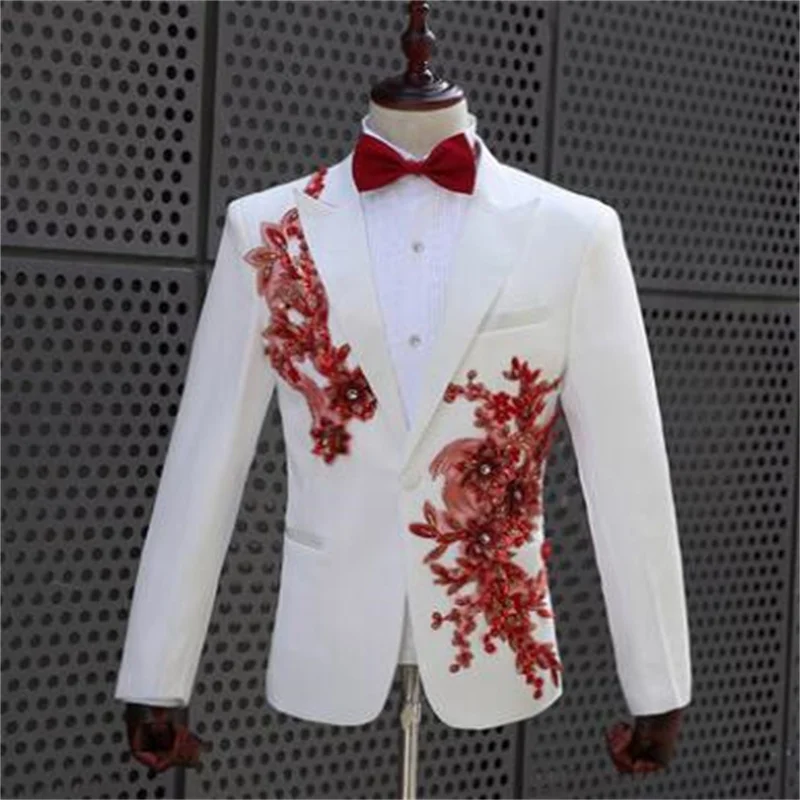 

Мужские свадебные костюмы для хора mariage, блейзер для мальчиков, костюмы жениха для выпускного вечера, модные тонкие мужские костюмы с вышивк...