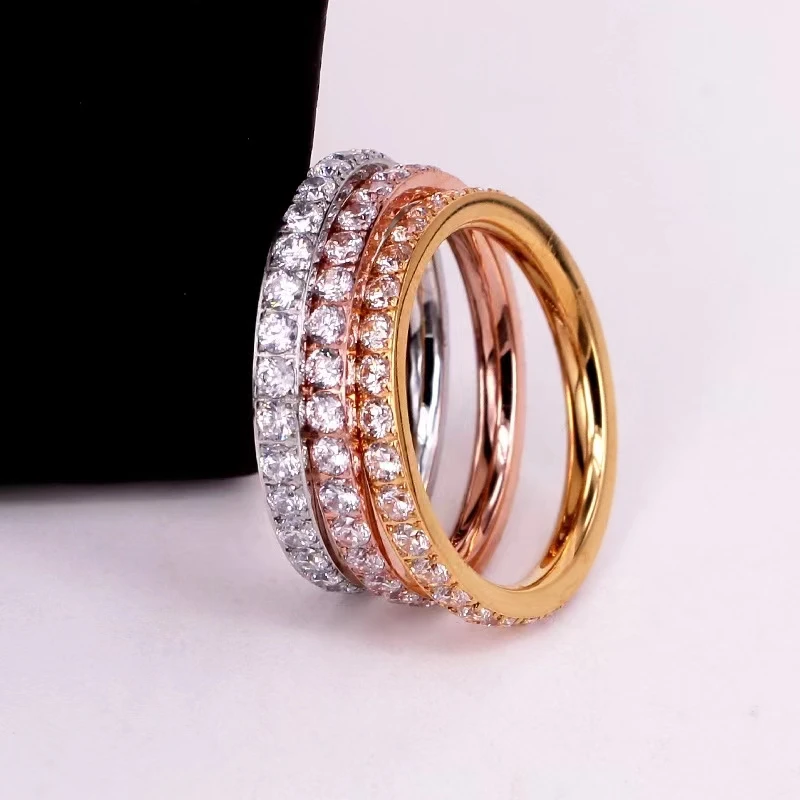 

2MM Small and Delicate Micro Pave Zirconium Rings for Women New Couple Dating Valentine's Day Female Jewelry Gifts