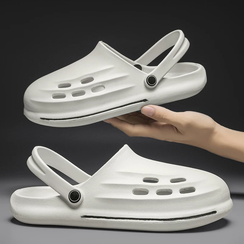 Мужские непромокаемые сандалии удобные дышащие сабо без шнуровки для