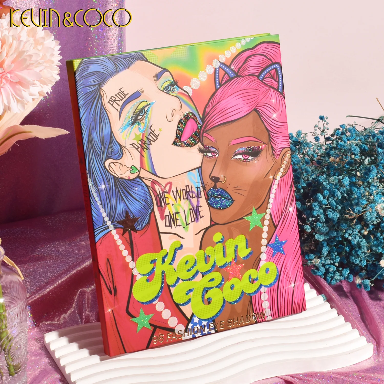 

KEVIN&COCO 96 Rainbow Couples Leopard Eyeshadow Plate Matte Shimmer Metallic Eyeshadow Pallet Long Lasting Highly Pigmented Gril
