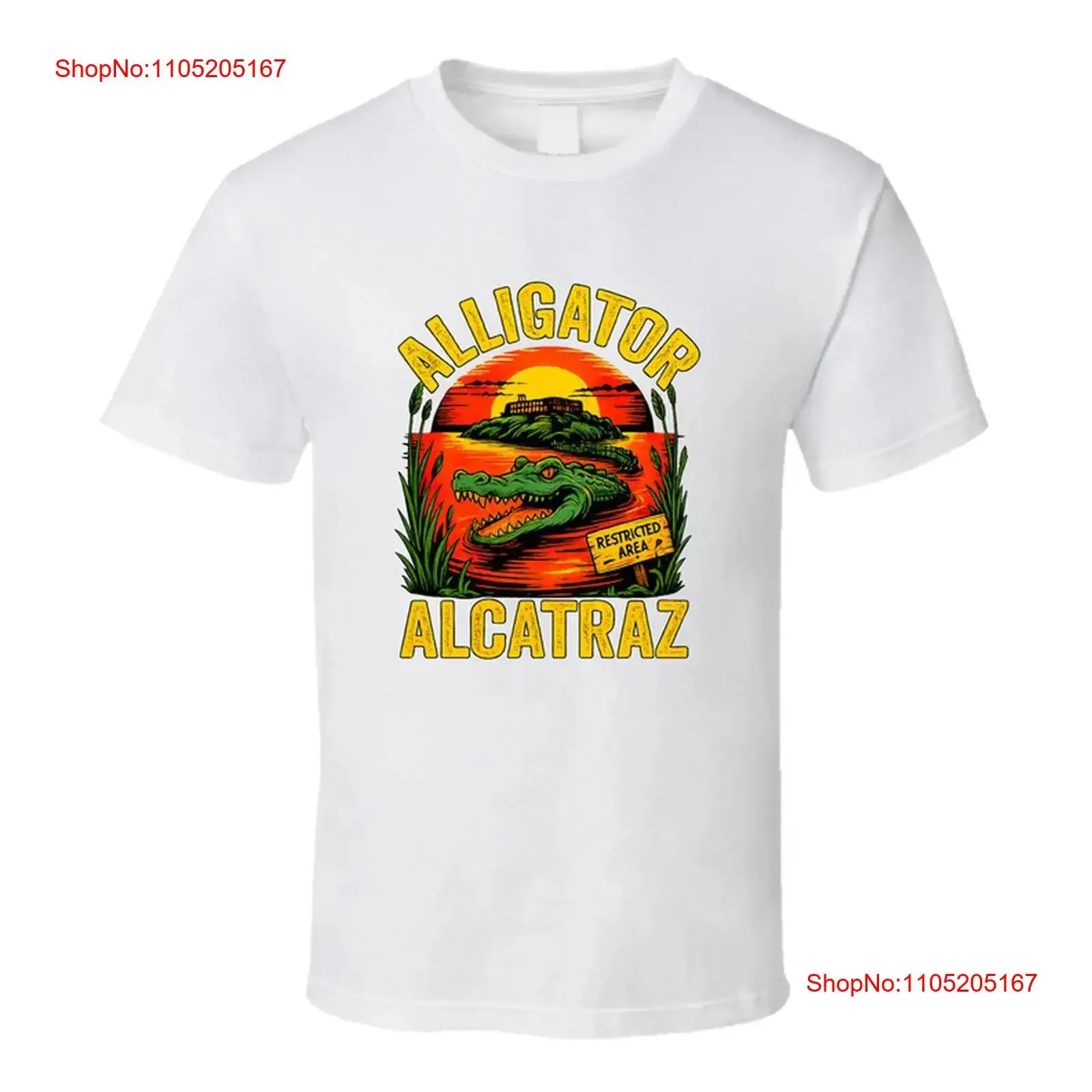 Фото Aligator Alcatraz Funny Florid Everglades Трендовая белая футболка винтажная стираная модная унисекс дышащая универсальная мягкая футболка №1