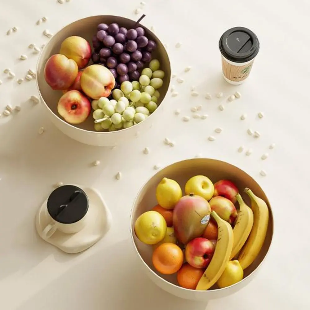 Практичный пластиковый поднос для фруктов бежевый съемный закусок большая