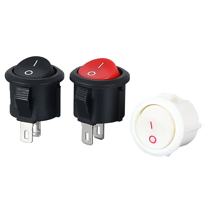 5Pcs 20mm Diameter Round Rocker Switches Black Mini White Red 2 Pin ON-OFF Switch KCD1-105 |