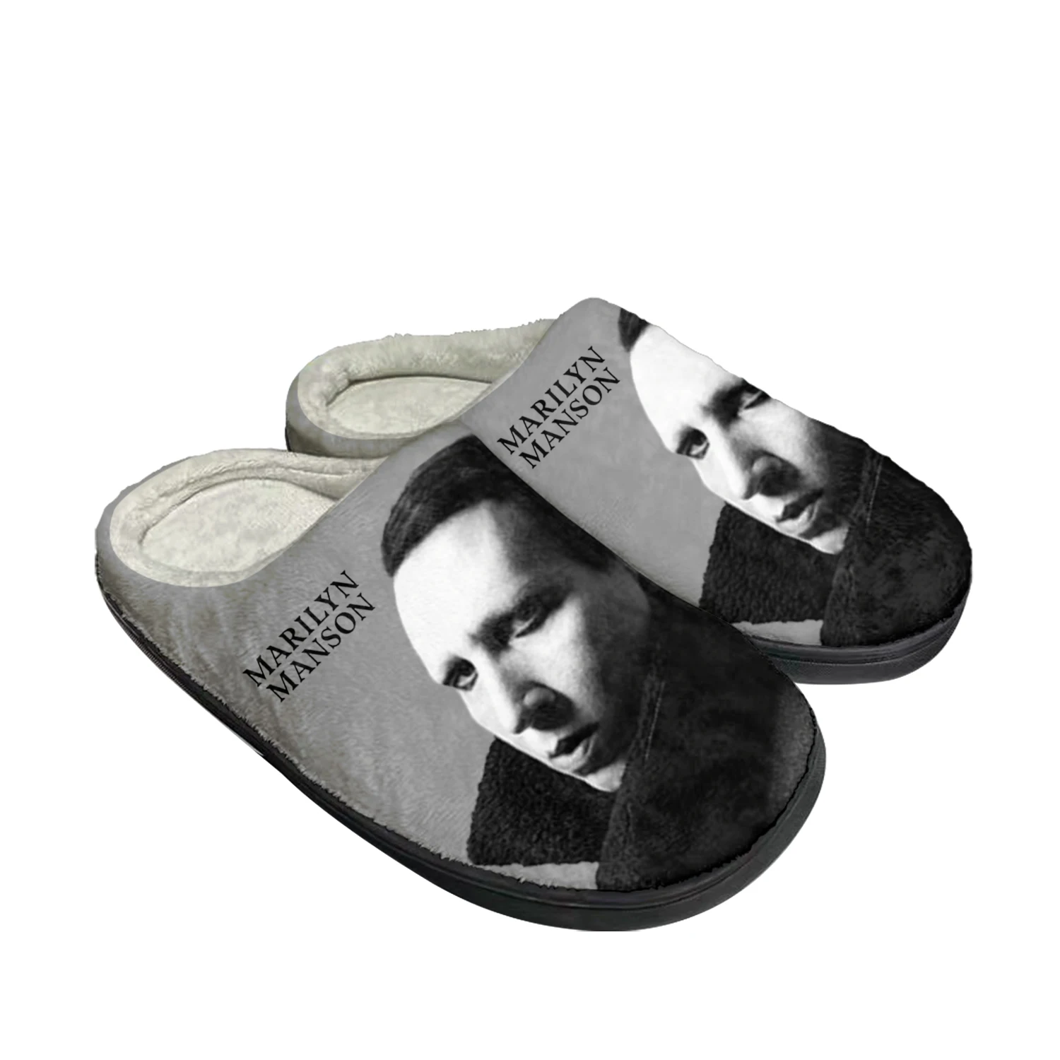 Rock Band Singer Marilyn Manson Home Cotton Custom Slippers Mens Womens Sandals Plush Bedroom Keep Warm Shoe Thermal Slipper