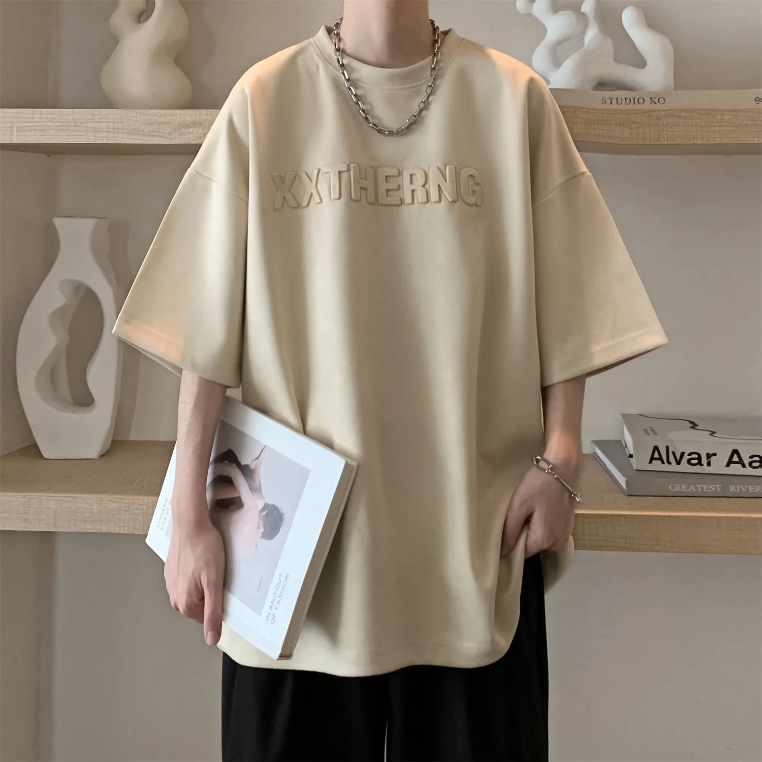 

Designer Brand Foam Printed Men Summer Short Sleeve T-shirts 2023 Korean Suede Man Oversized Tshirt Male Casual Tees Clothing
