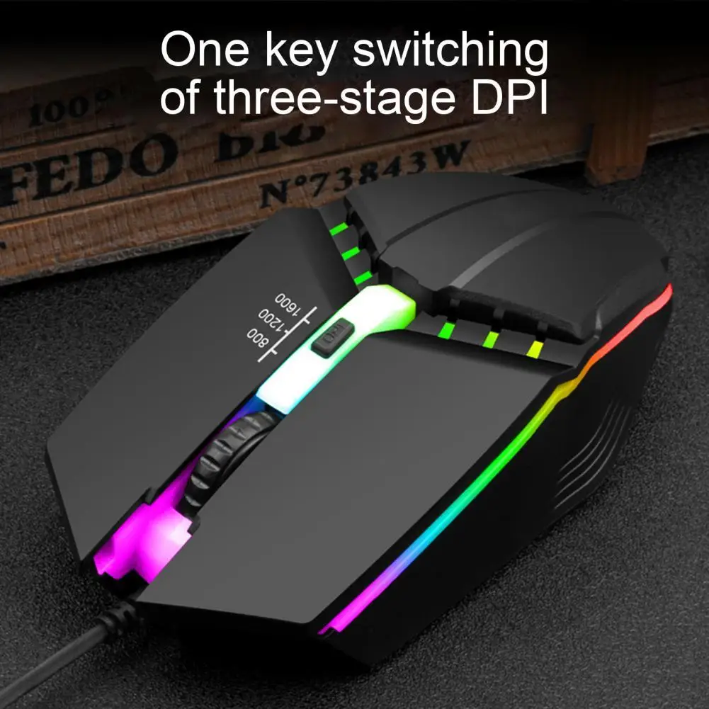 1 Set Wired Optical Mouse Gamer New Game Mice 4 Button with USB Receiver With Led Colorful Lights Mause for PC Gaming Laptops