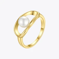 enfashion pearl hollow ring gold color stainless steel cute eye rings for women christmas fashion jewelry 2020 anillos r204074