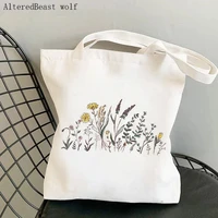 women shopper bag watercolour flowers kawaii bag harajuku shopping canvas shopper bag girl handbag tote shoulder lady bag