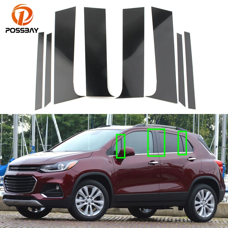 8Pcs Car Pillar Posts Window Door Moulding Trim Cover for Chevrolet Trax 2015 2016 2017 2018 2019 2020 2021 Exterior Accessories