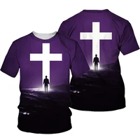3d cross print men t shirt jesus 2022 summer o neck short sleeve tees tops christian style male clothes fashion casual t shirts