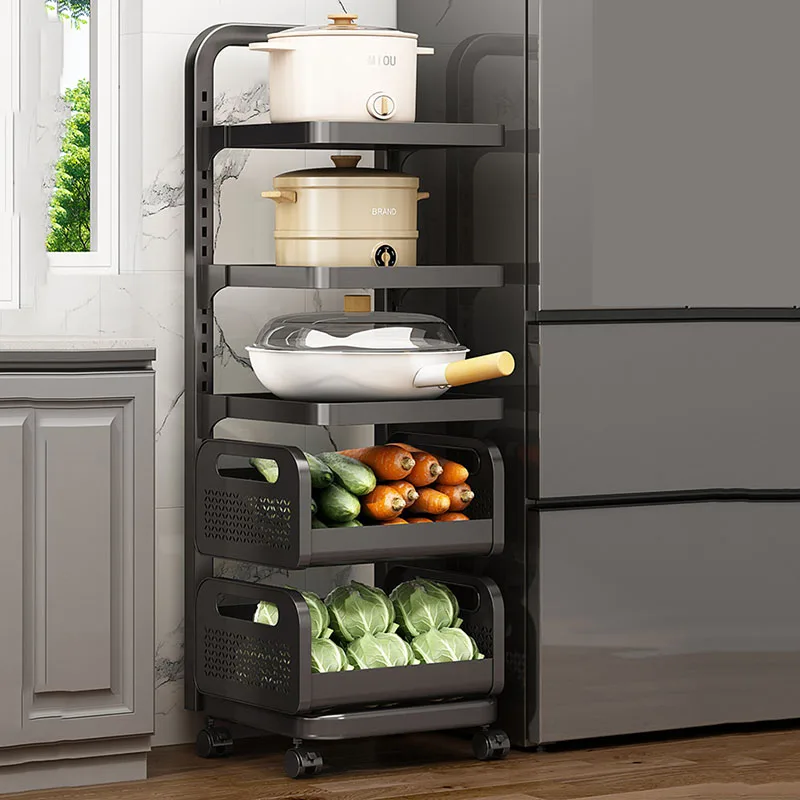 

Basket Kitchen Trolley Storage Mobile Mobile Grocery Household Rolling Cart Fashion Tool Aparelhadores Kitchen Furniture DWH