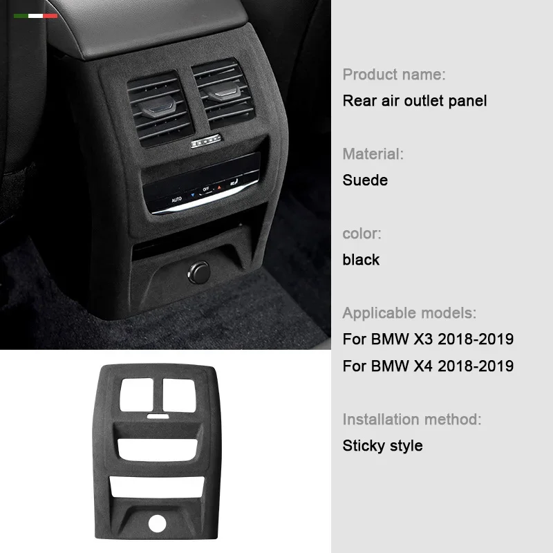 

Для BMW X3 X4 F25 G01 G02 F26 2018-2022 Замшевая обертка из алькантары Задний ряд Задний вентиляционный отверстие для кондиционера Крышка панели Рамка