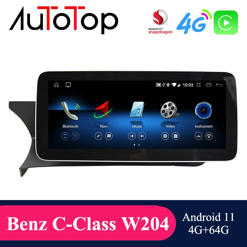 

AUTOTOP Qualcomm Android 11 Car GPS Navi Player For Mercedes Benz W204 S205 C204 2011-2014 LHD/RHD Auto Stereo Carplay BT Google