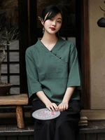 2022 chinese traditional blouse oriental vintage tang suit shirt qipao top breathable casual hanfu outfit retro cheongsam tops