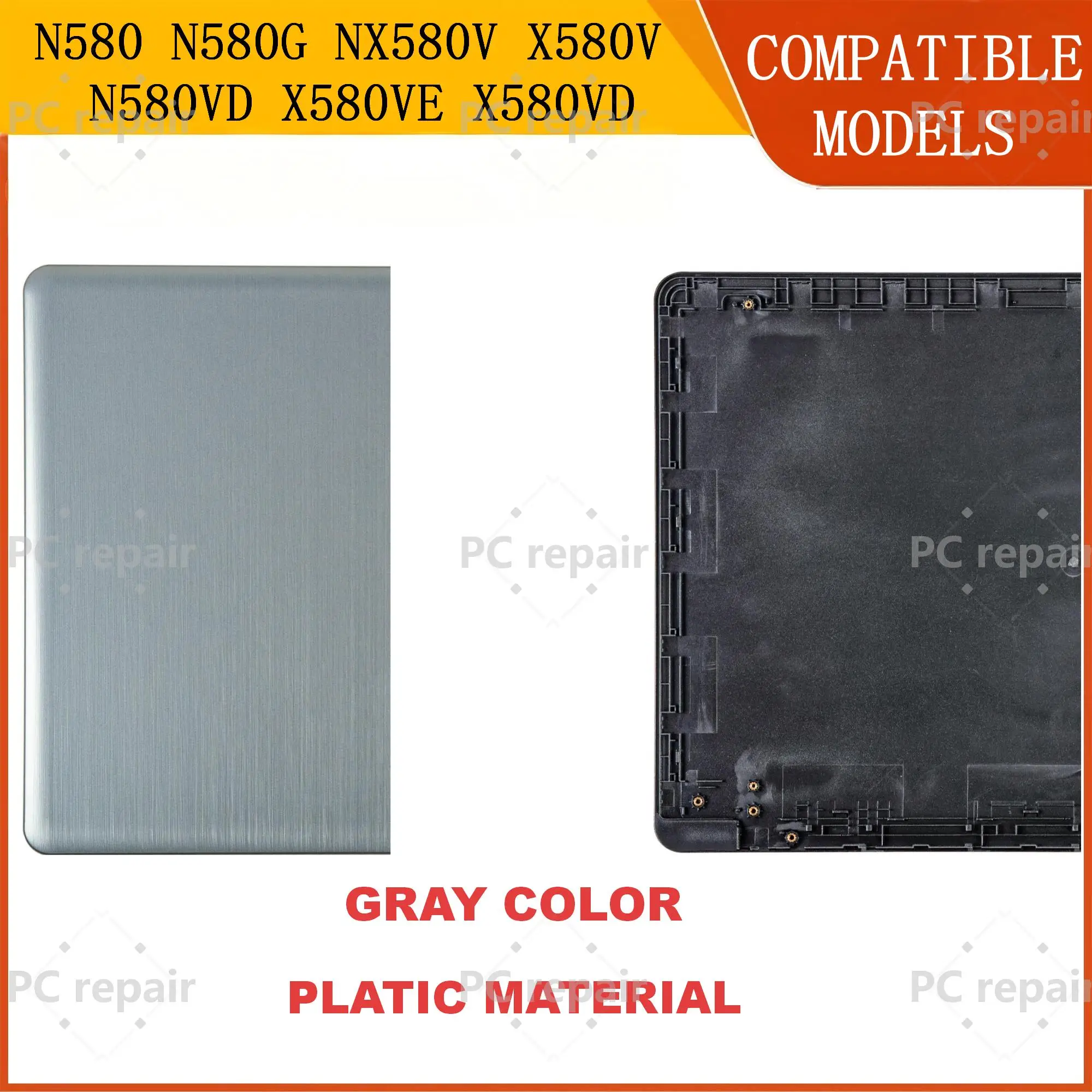 Фото Ремонтная крышка/крышка-рамка для ноутбуков N580 N580G NX580V X580V N580VD X580VE X580VD N580VE M580V, верхняя крышка, петли, замена, пластик/металл №4